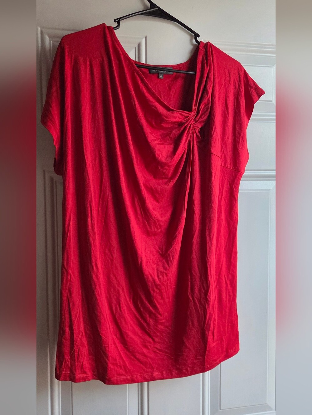 Addition ELLE Women’s Red Twist-Detail Drape Top 2X